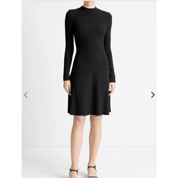 Vince Long Sleeve Mock Neck A Line Sweater Dress Black V878484146-001BLK XS NEW - Picture 5 of 9